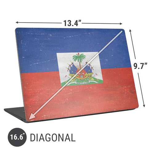 Haiti Flag Distressed Universal Laptop 16.6in (13.4 x 9.7in) Skin